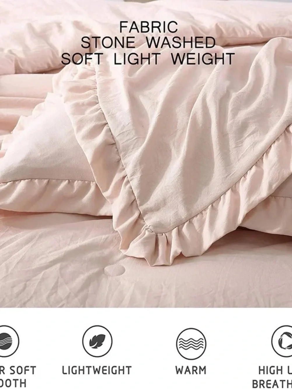 Soft Blush Ruffle king 3 piece Comforter Set
